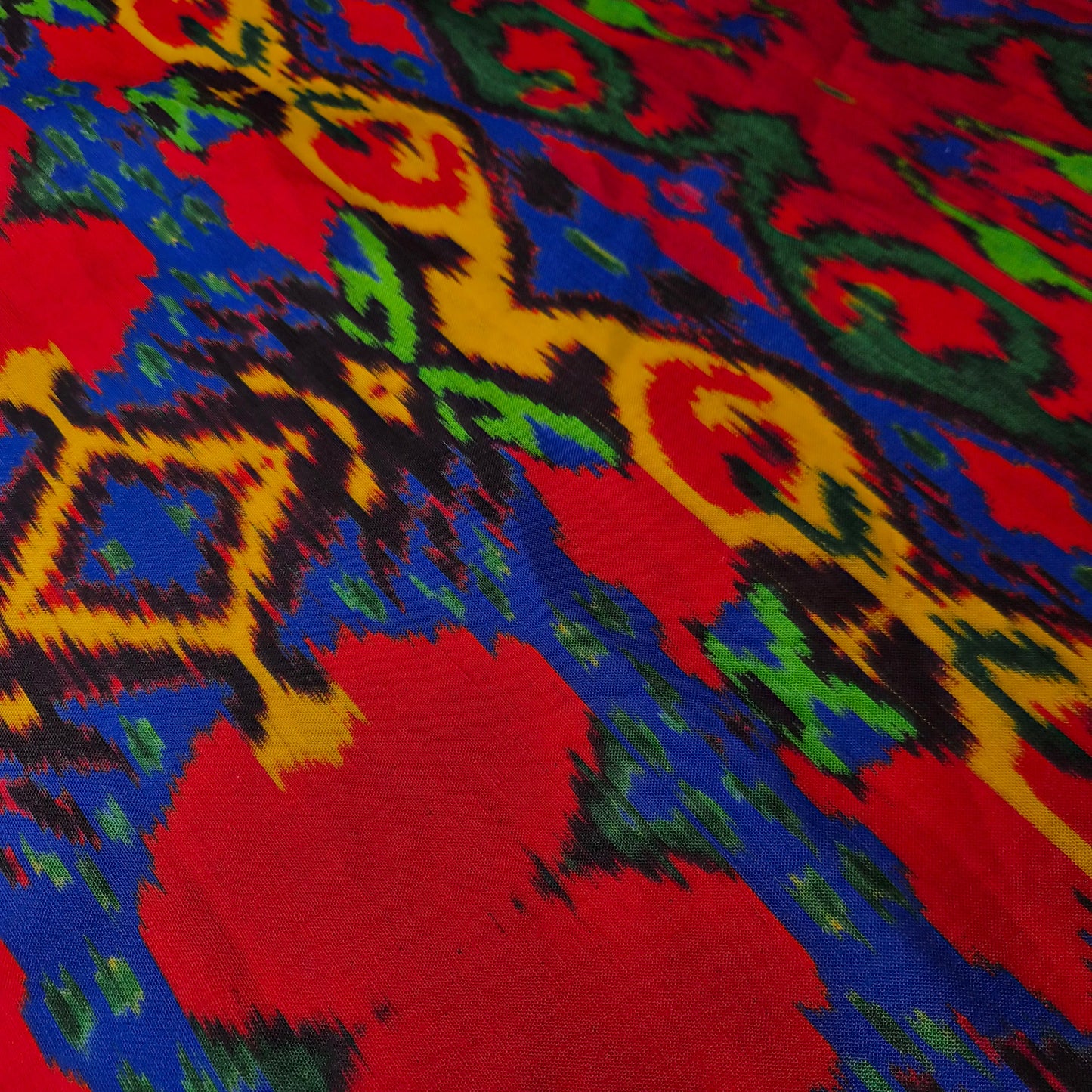 Leinengewebe · Leinen, Baumwolle · Azteken · Farbe: Rot- und Blautöne · 140 cm · Meterware