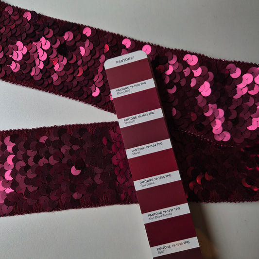 Band, Pailetten, Gummiband, Pantone Rhubarb, Pailetten · 8,5 cm
