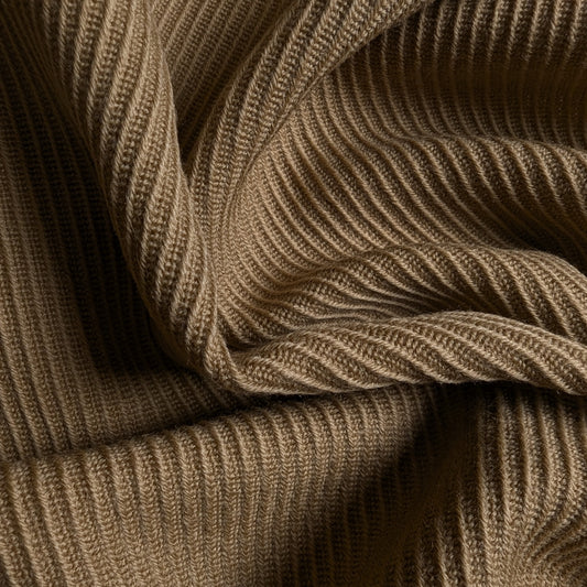 Camel C*line deadstock wool fabric with a ribbed, textured weave, 340x150 cm.