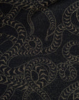 Deadstock Viskosejersey Jacquard, G*cci – Schwarz mit goldenem Lurex-Schlangenmuster (Breite 147 cm) (M1X2X08)