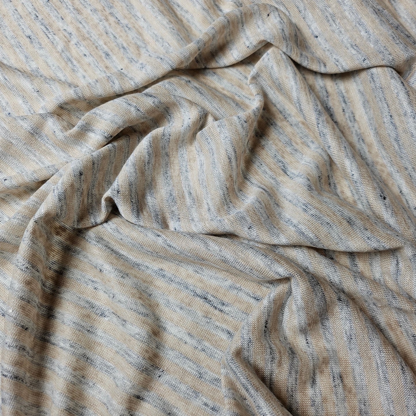 Jersey · Baumwolle Leinen · Gestreift · Farbe: Grautöne · 140 cm · 140 g/m² · Meterware