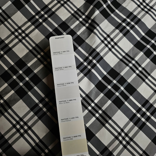 Taffeta · Kunstfaser · Kariert · Schwarz und Weißtöne · 140 cm · 10 g/m² · Meterware