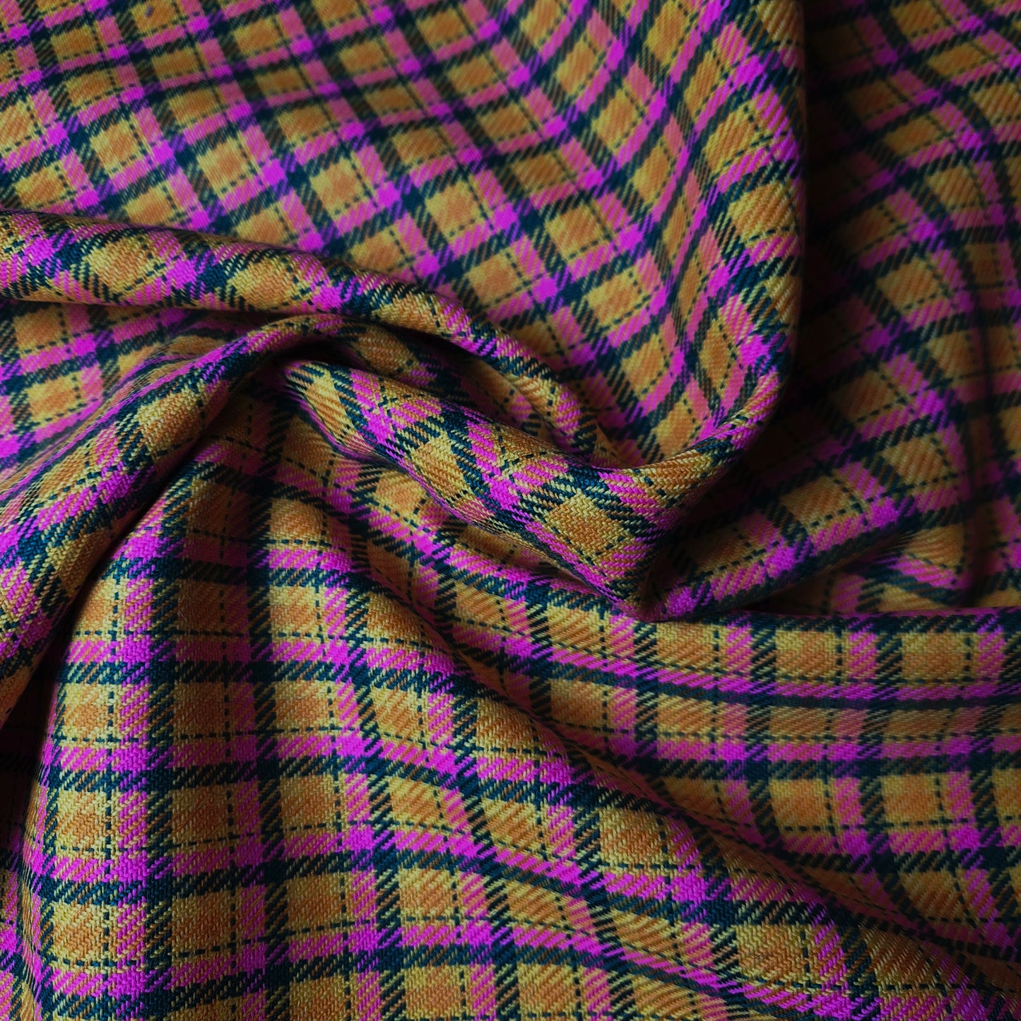 Anzugstoff · Wolle · Kariert · Farbe: Gelb- und Pinktöne · 150 cm · 310 g/m² · Meterware