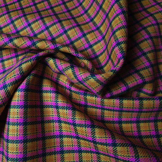 Anzugstoff · Wolle · Kariert · Farbe: Gelb- und Pinktöne · 150 cm · 310 g/m² · Meterware