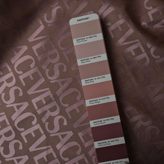 Jacquard · Polyester · Logo · Pantone Sepia Rose · 155 cm · 300 g/m² · Meterware