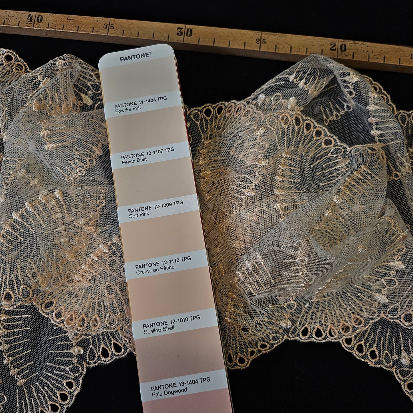 Kunstfaser, Spitze, Pantone Peach Dust, Spitze · 17cm