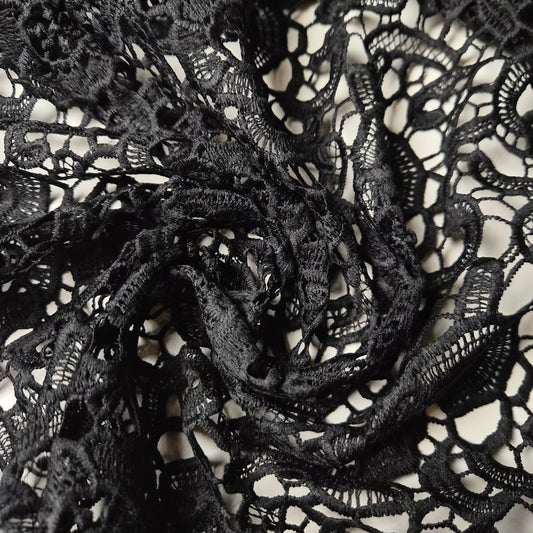 Einzelstück · Spitze · Baumwolle, Polyester · Floral · Schwarz · 250×135 cm