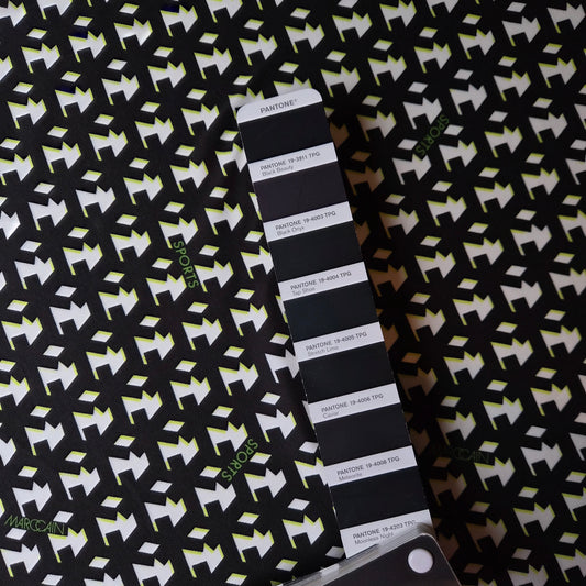 Feinripp · Baumwolle, Elasthan · Abstraktes Muster · Farbe: schwarz und weiß NEON · 135 cm · 180 g/m² · Meterware
