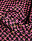 Deadstock Meterware Tweed – Super Pink Wolle kariert Lila-Meliert, V*rs*ce (Stoffbreite 150 cm) (M9X4X6)