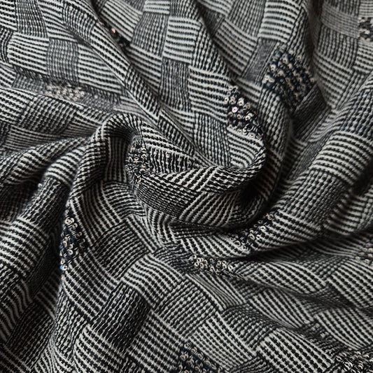 Tweed, Kariert, Pailetten · 160×160 cm