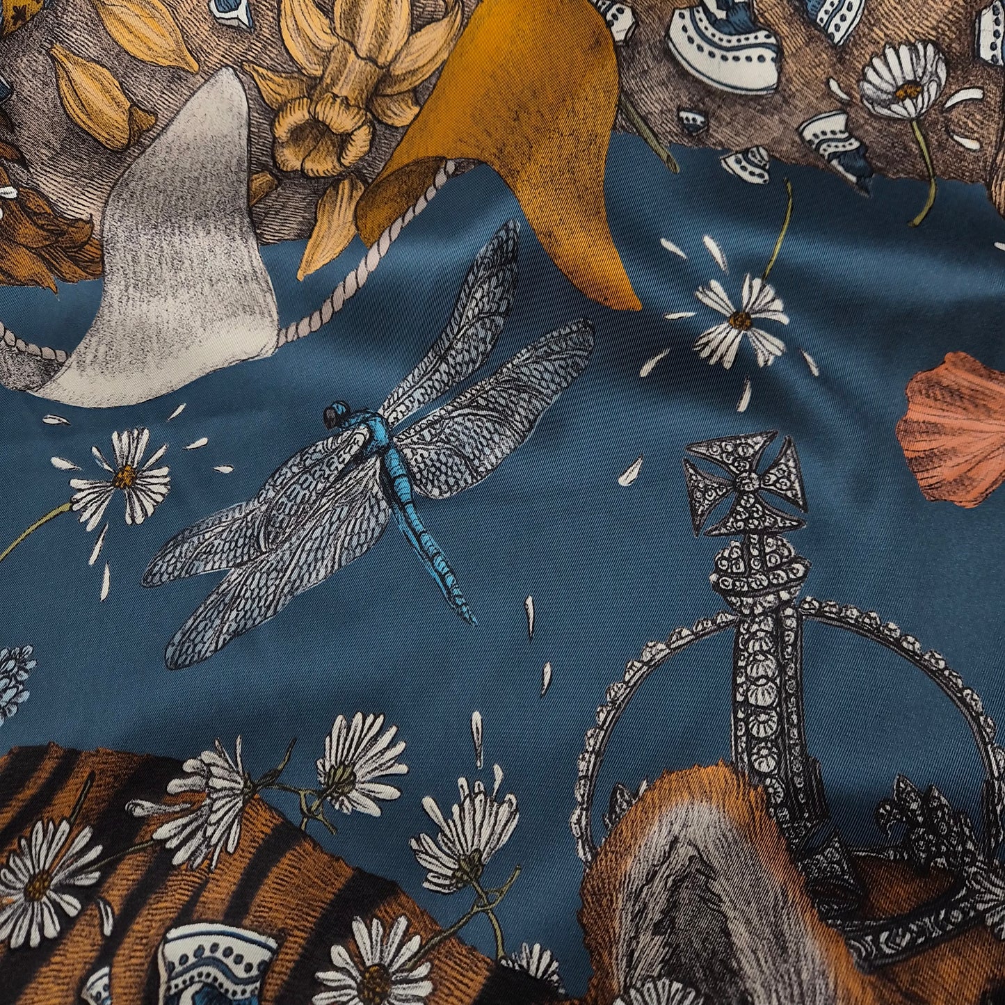 Twill · Seide · Bildmotiv · Petroltöne · 140×140 cm · Schalpanel