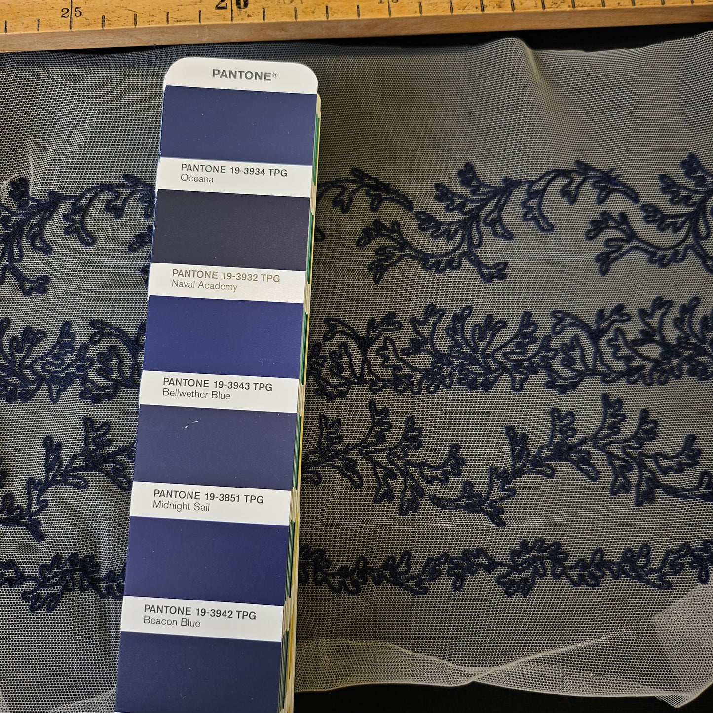 Kunstfaser, Spitze, Pantone Oceana· 20cm