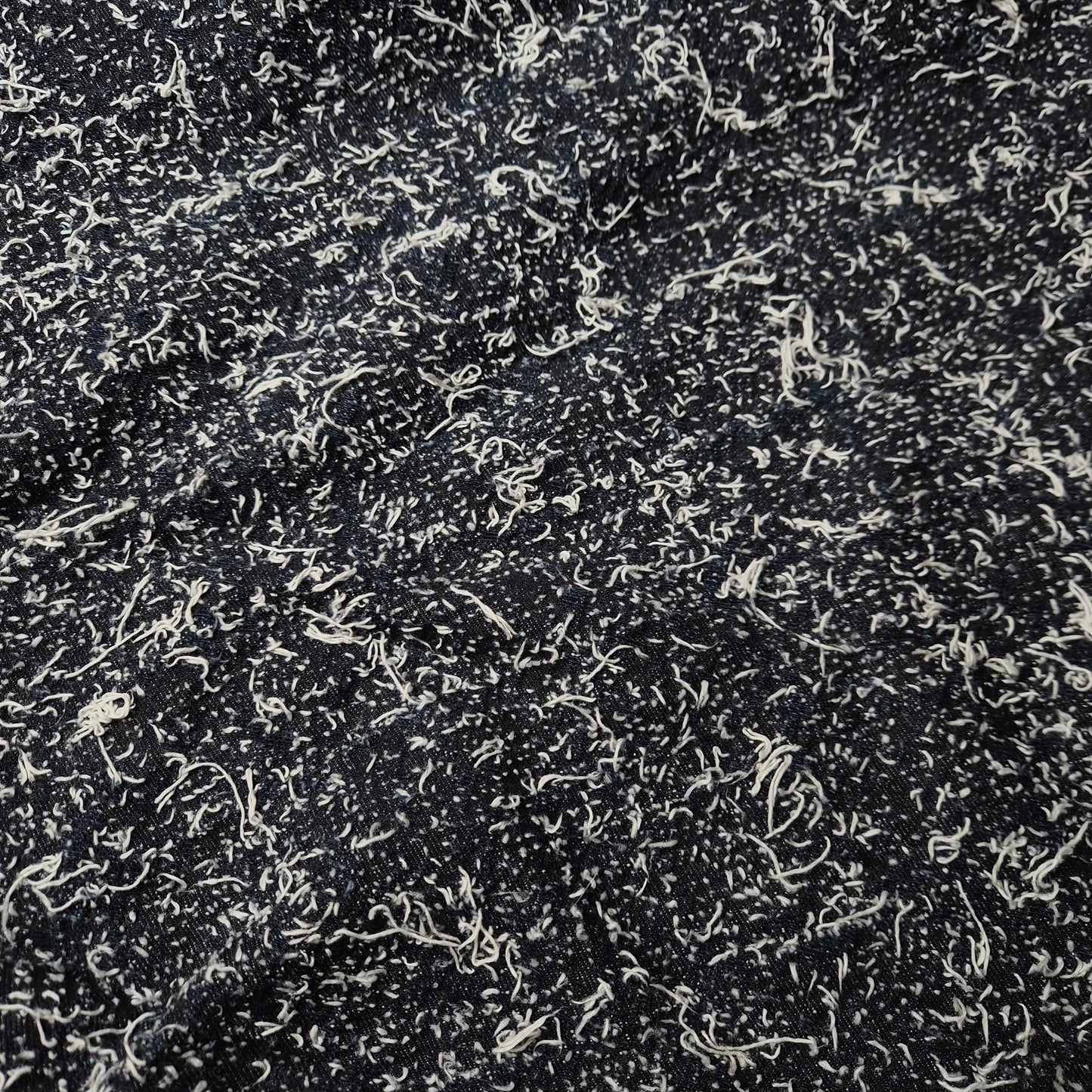 Meterware · Denim · Fuzzy mit weißen Fäden · Baumwolle · Uni · Dunkelblau · 157 cm