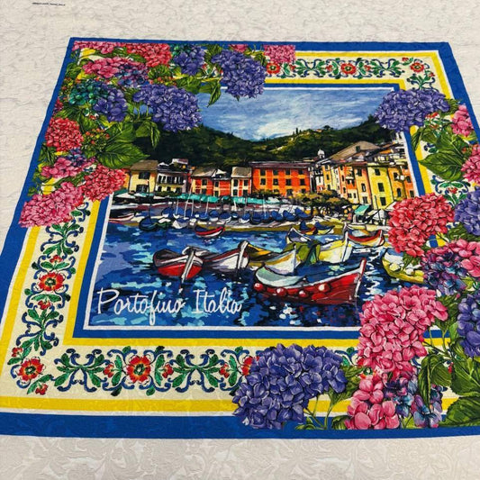 Jacquard · Baumwolle, Viskose · Bildmotiv · Blau · 100×145 cm