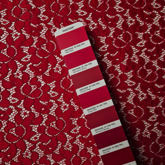 Spitze · Polyester · Floral · Pantone Mars Red · 120 cm · Meterware