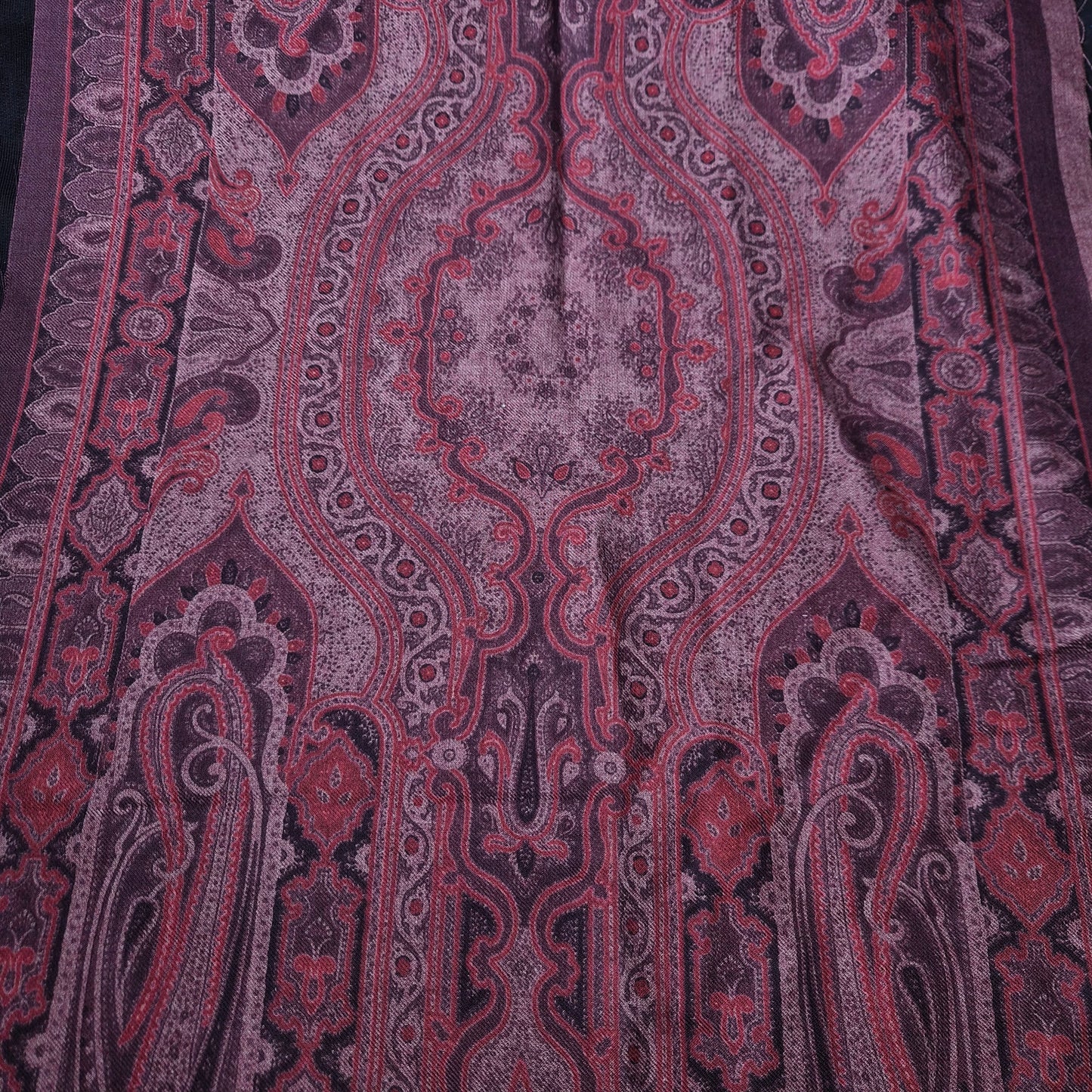 Schalpanel · Wolle, Seide, Kaschmir · Paisley · Rottöne · 45×145 cm · Schalpanel