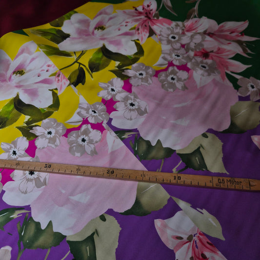Panel · Twill · XXL Blumen · Seide · Floral · Pastelltöne · 380×140 cm