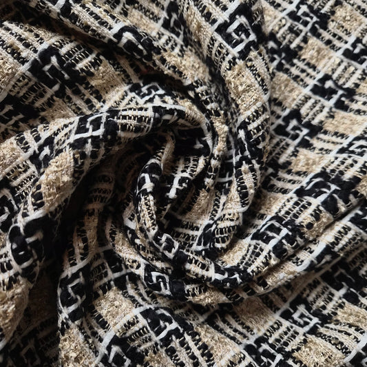 Meterware · Tweed · Wolle, Baumwolle, Viskose · Monogramm · 150 cm · 360 g/m²