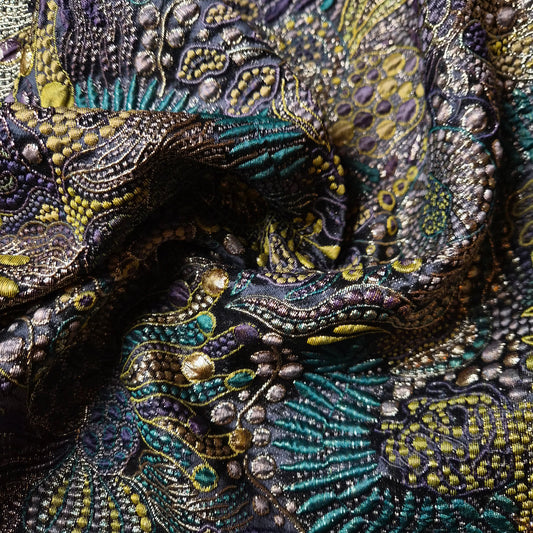 Jacquard · Polyester, Baumwolle · Floral · Grüntöne · 150 cm · 190 g/m² · Meterware