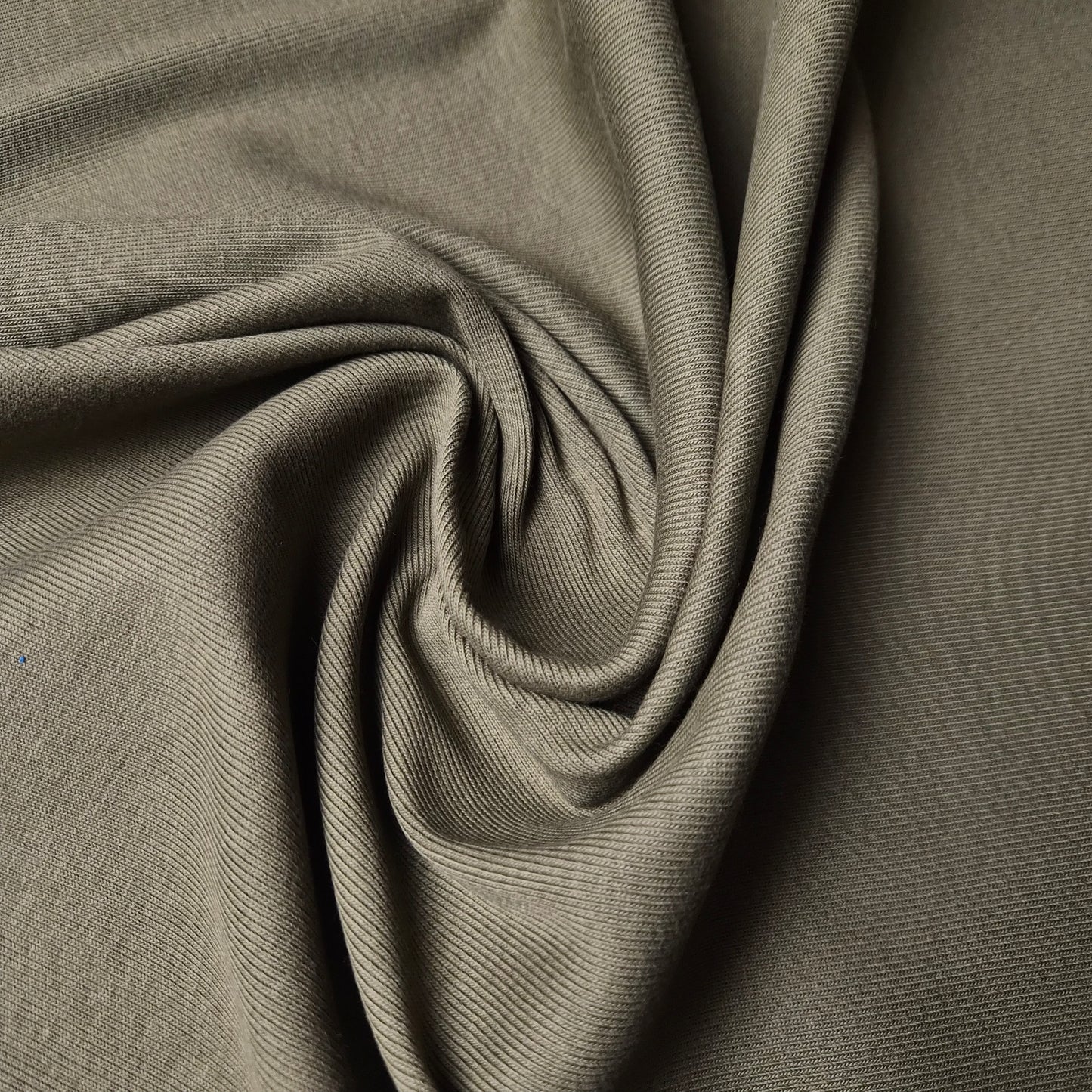 Ribstrick · Baumwolle, Elasthan · Melange · Pantone Dark Olive Matter · 100 cm · 350 g/m² · Meterware