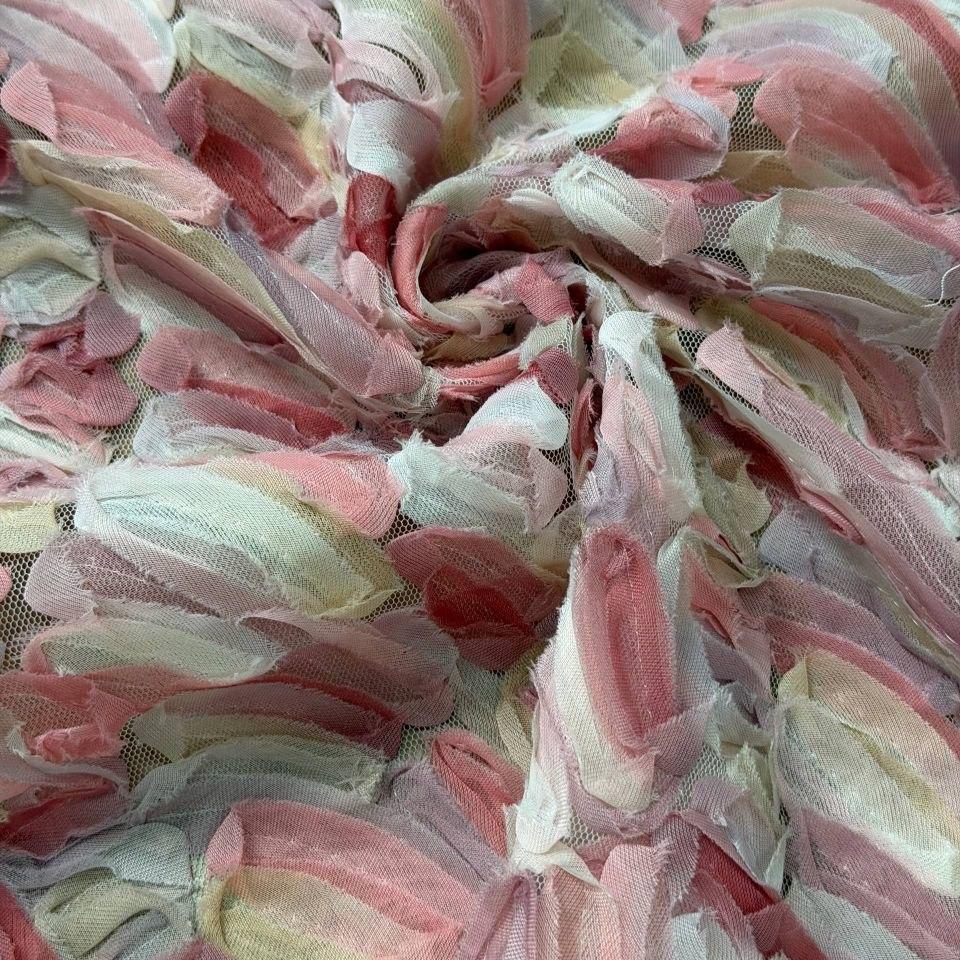 Meterware · Tüll · Tüllstickerei · Polyester · Pastelltöne · 130 cm