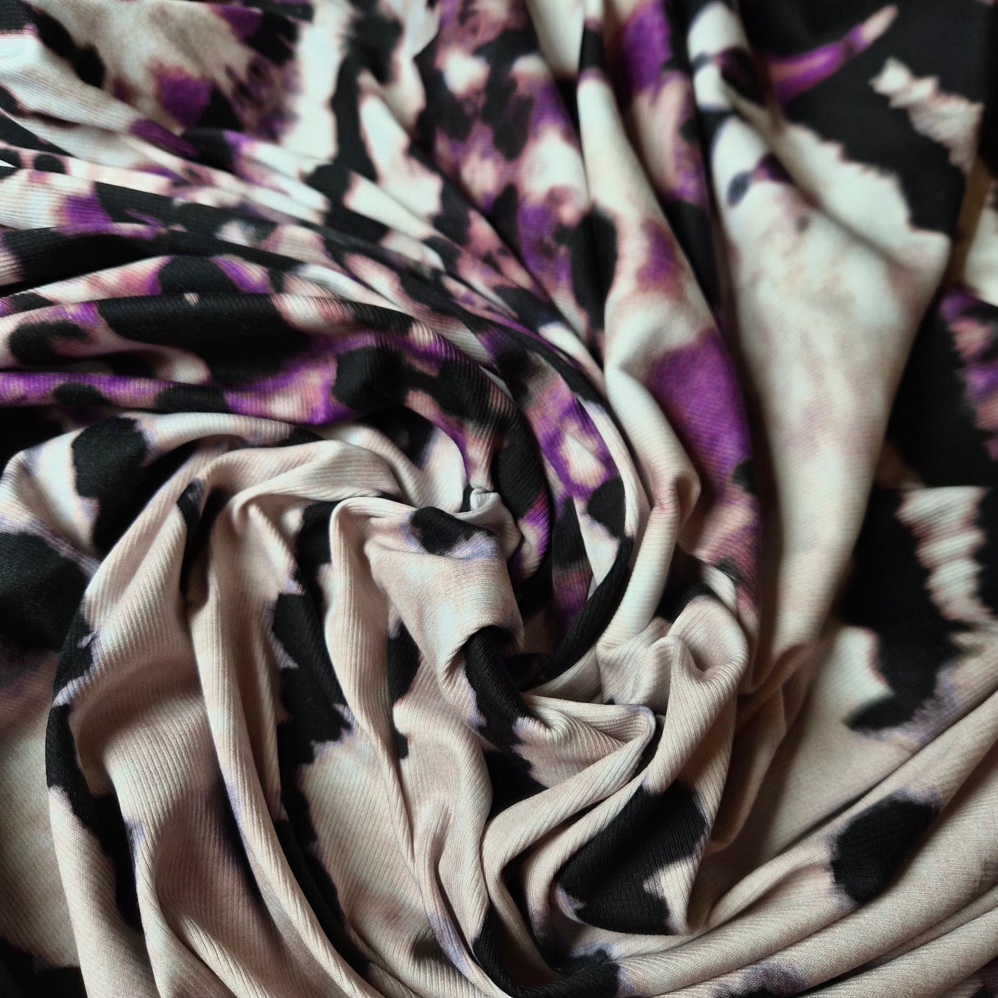 Feinripp · Baumwolle, Elasthan · Batik · Lilatöne · 230 cm × 120 cm · 180 g/m² · Panel