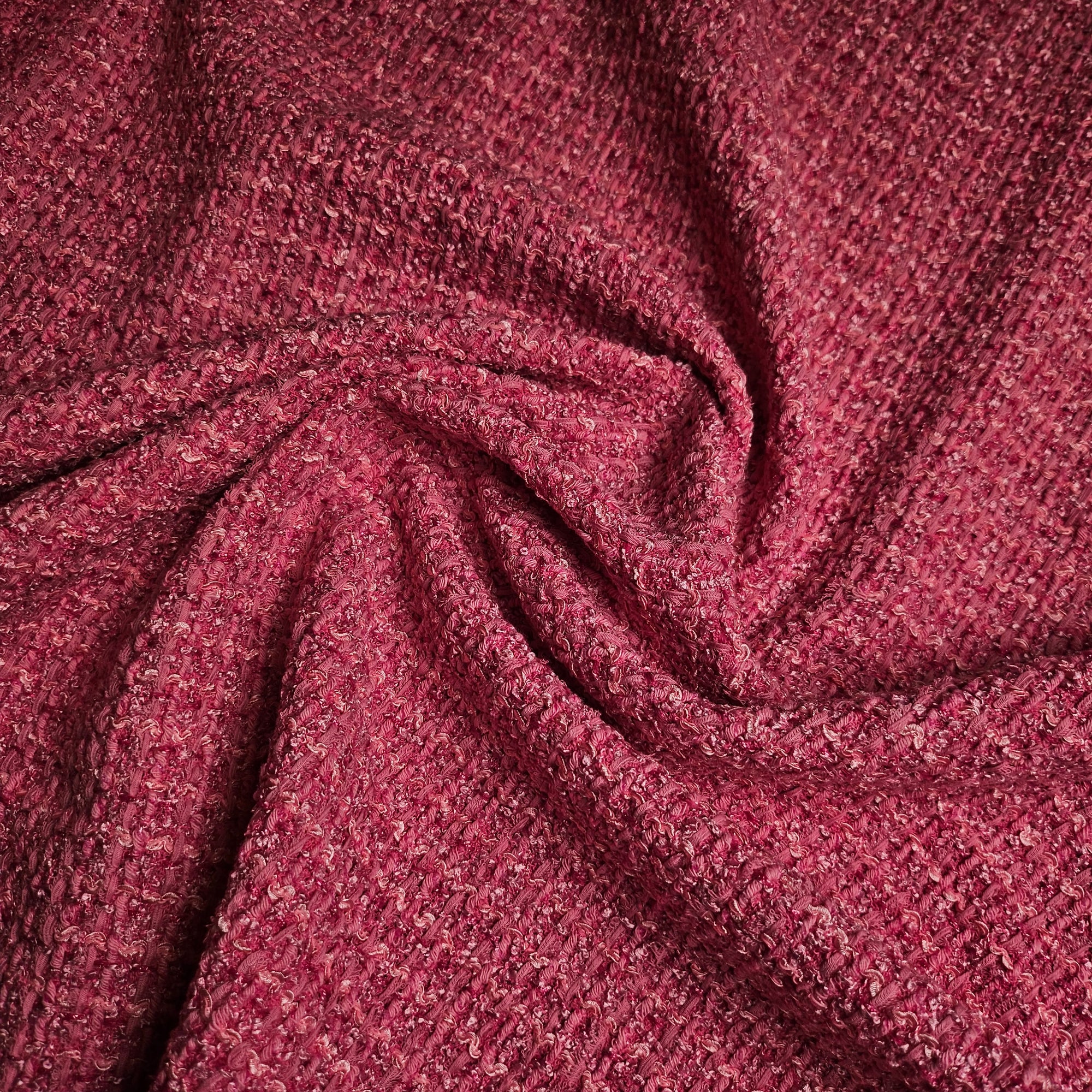 Deadstock Tweed Viskose-Baumwollmix – Pantone-Farbton Wild Orchid Blush-Pink mit Lurex, GG (Meterware, Stoffbreite 140 cm) (M9X4X12)