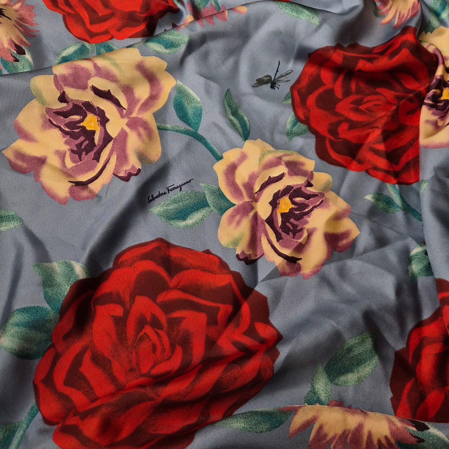Einzelstück · Seidentwill · Seide · Floral · 115×145 cm