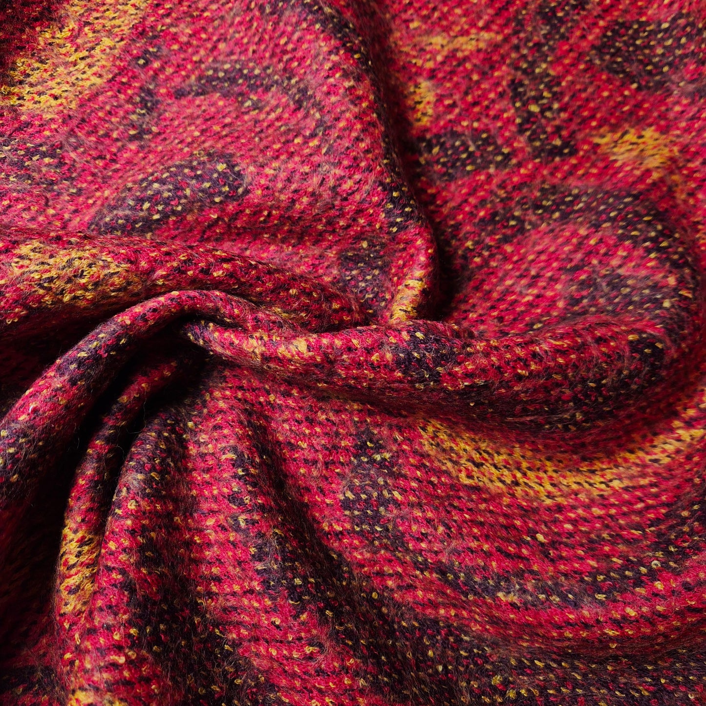 Gekochte Wolle · Wolle · Swirl · Pantone True Red, Rot- und Gelbtöne · 120 cm · 400 g/m² · Meterware