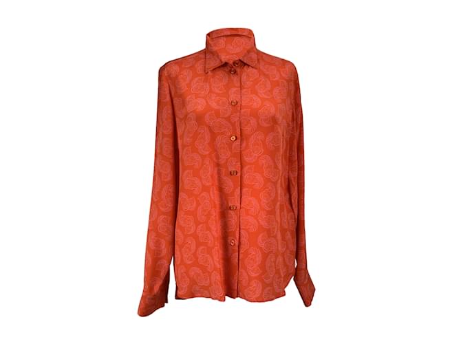 Crepe Seide Stella Mc Cartney Pantone Cherry Tomato Paisley Muster 140 cm breit