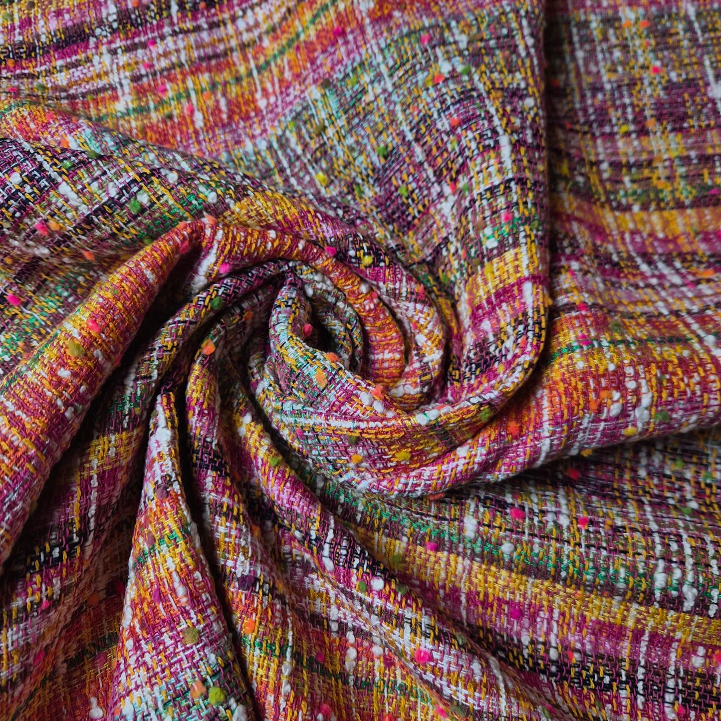 Meterware · Tweed · Baumwolle 43%, Viskose 27%, Polyester 31% · Kariert · Pastelltöne · 140 cm