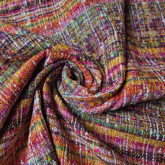 Meterware · Tweed · Baumwolle 43%, Viskose 27%, Polyester 31% · Kariert · Pastelltöne · 140 cm