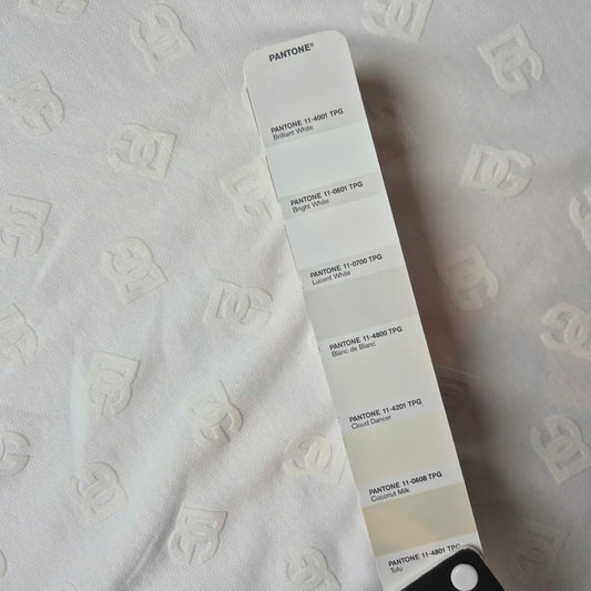 Meterware · Sweat · Baumwolle · Logo · Pantone Bright White · 160 cm · 190 g/m²