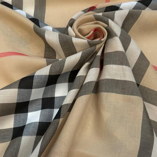 Twill · Fließend · Viskose · Karo · Rot, Beige, Schwarz · 152 cm