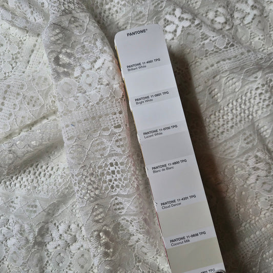 Polyester, Spitze, Cloud Dancer · 140 cm