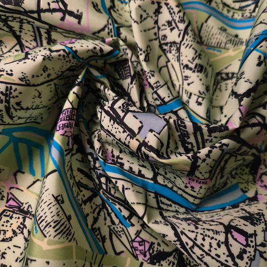 Meterware · Jackenstoff · Polyester · Logo · Grüntöne · 145 cm