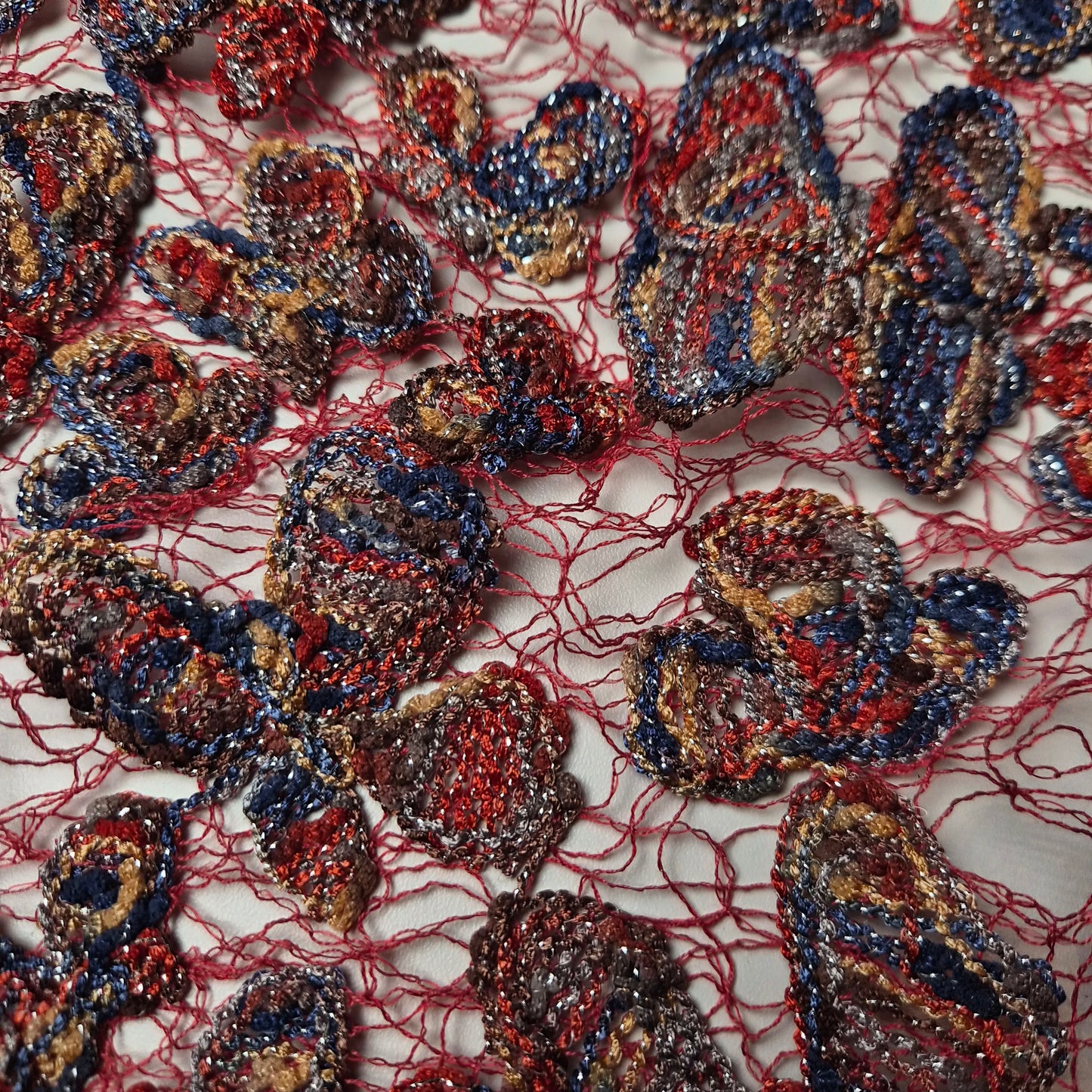 Meterware · Mesh · Macramee · Baumwolle, Polyester · Mehrfarbig · 100 cm