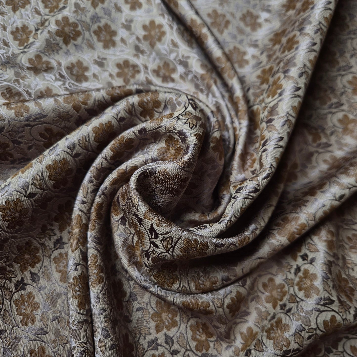 Jacquard · Polyester · Floral · Braun und blautöne · 145 cm · Meterware