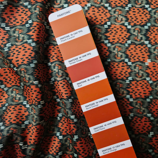 Meterware · Shantung · Seide · Logo · Pantone Peach Caramel · 150 cm · 80 g/m²