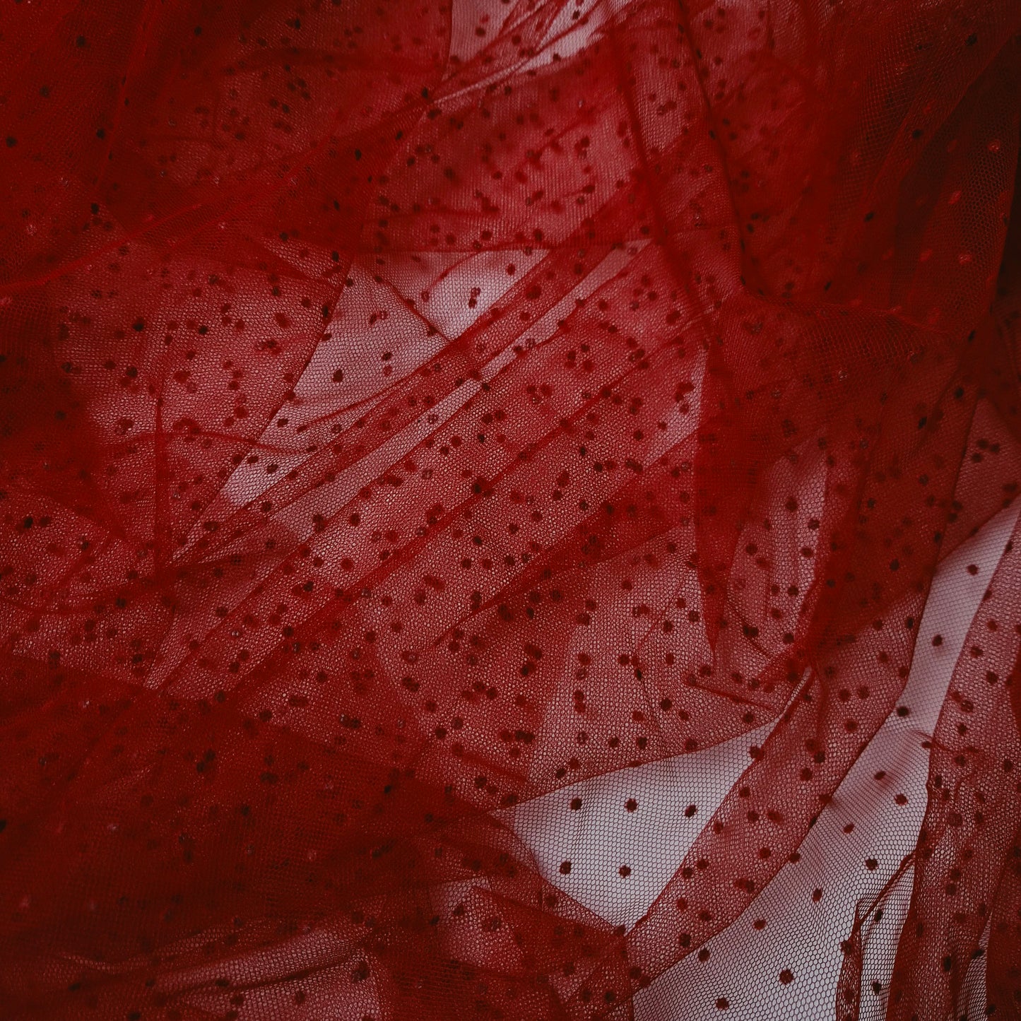 Einzelstück · Tüll · Plumetis · Polyester · Punkte · Rot · 115×140 cm