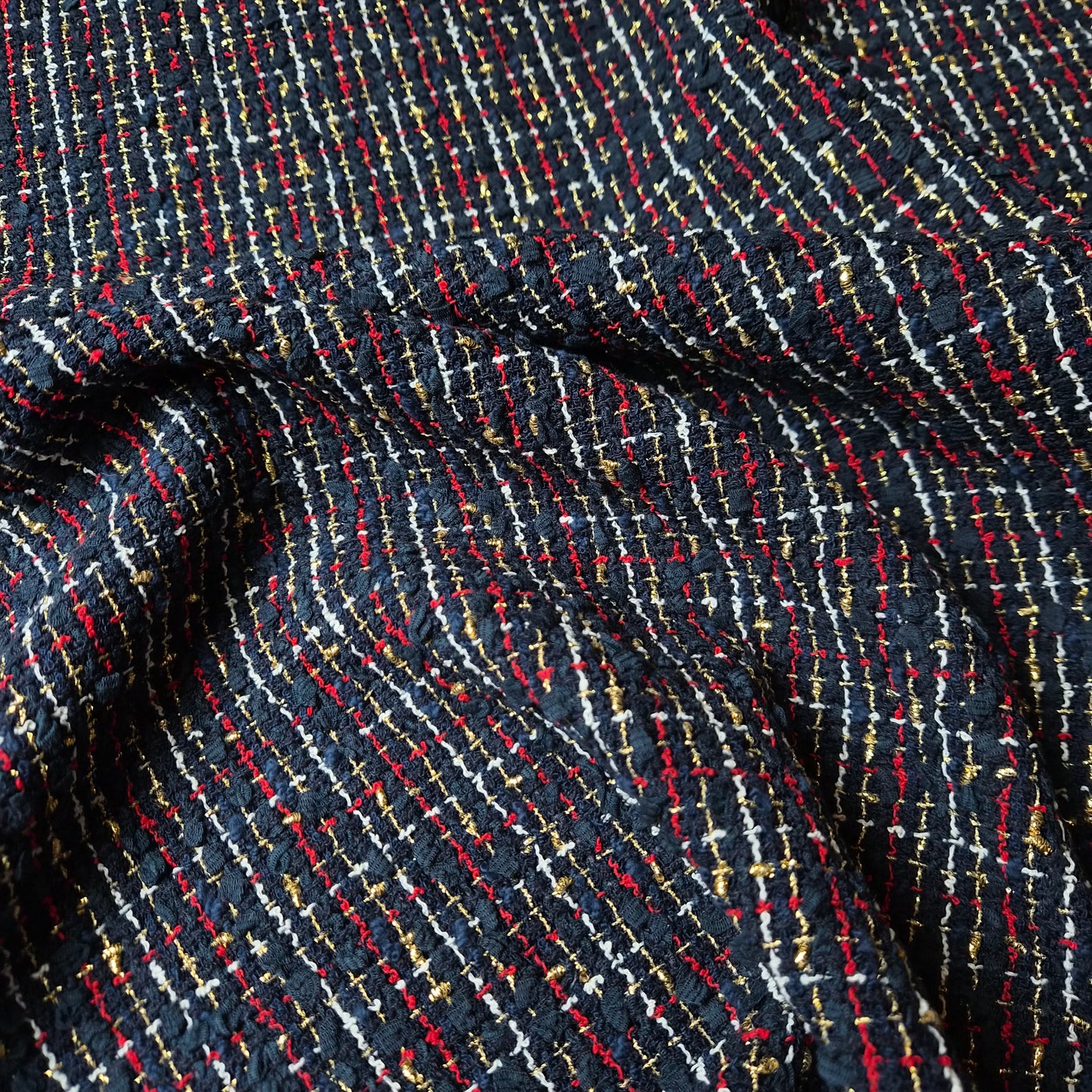 Tweed Valentino bereits mit Interfacing auf der Rückseite Inkling / 150 cm breit / M5X1X13 290g/m²
