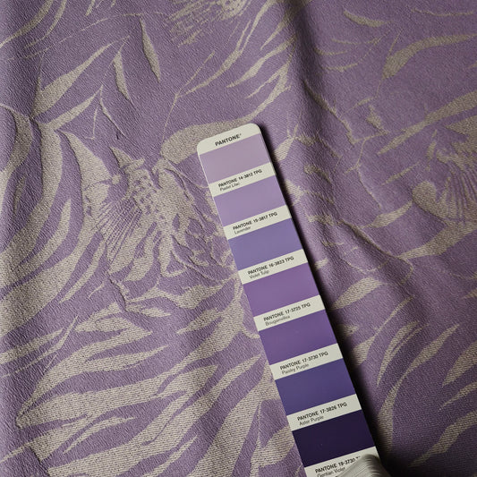 Meterware · Denim · Jacquard-Webung mit Tiger · Baumwolle · Animal · Pastell Lilatöne · 150 cm