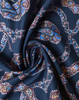 Etr* Designerstoff – Deadstock Baumwoll-Denim Dunkelblau mit Paisley-Jacquard | 150 cm | M5X5X12