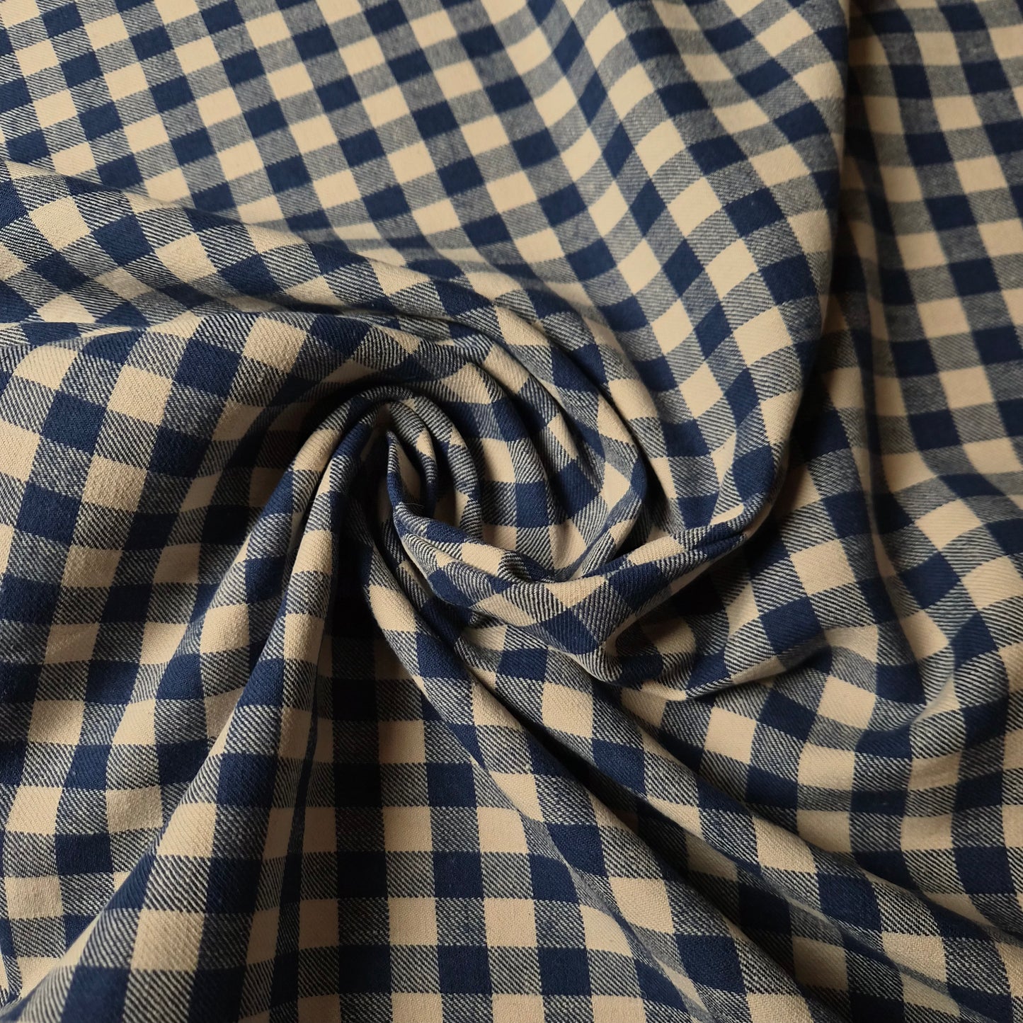 Schwere Poplin · Baumwolle · Kariert · Blau naturweiß · 145 cm · 190 g/m² · Meterware