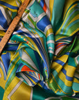 Pucci – Seidentuch Twillseide Türkis Blau Weiß Orange Beige | 90 × 90 cm | S4X1X003