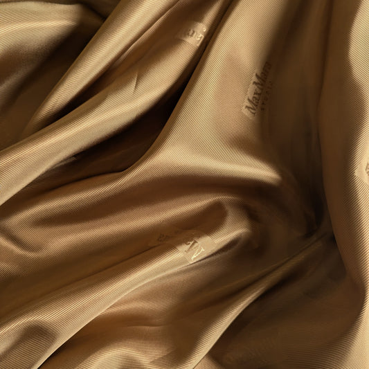 Camel Max Mara Studio deadstock viscose lining fabric, smooth and draped.