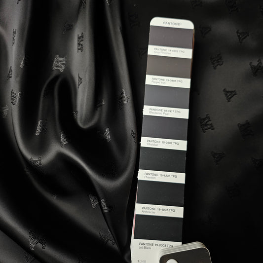 Futter · Viskose · Logo · Pantone Jet Black · 145 cm · 110 g/m² · Meterware