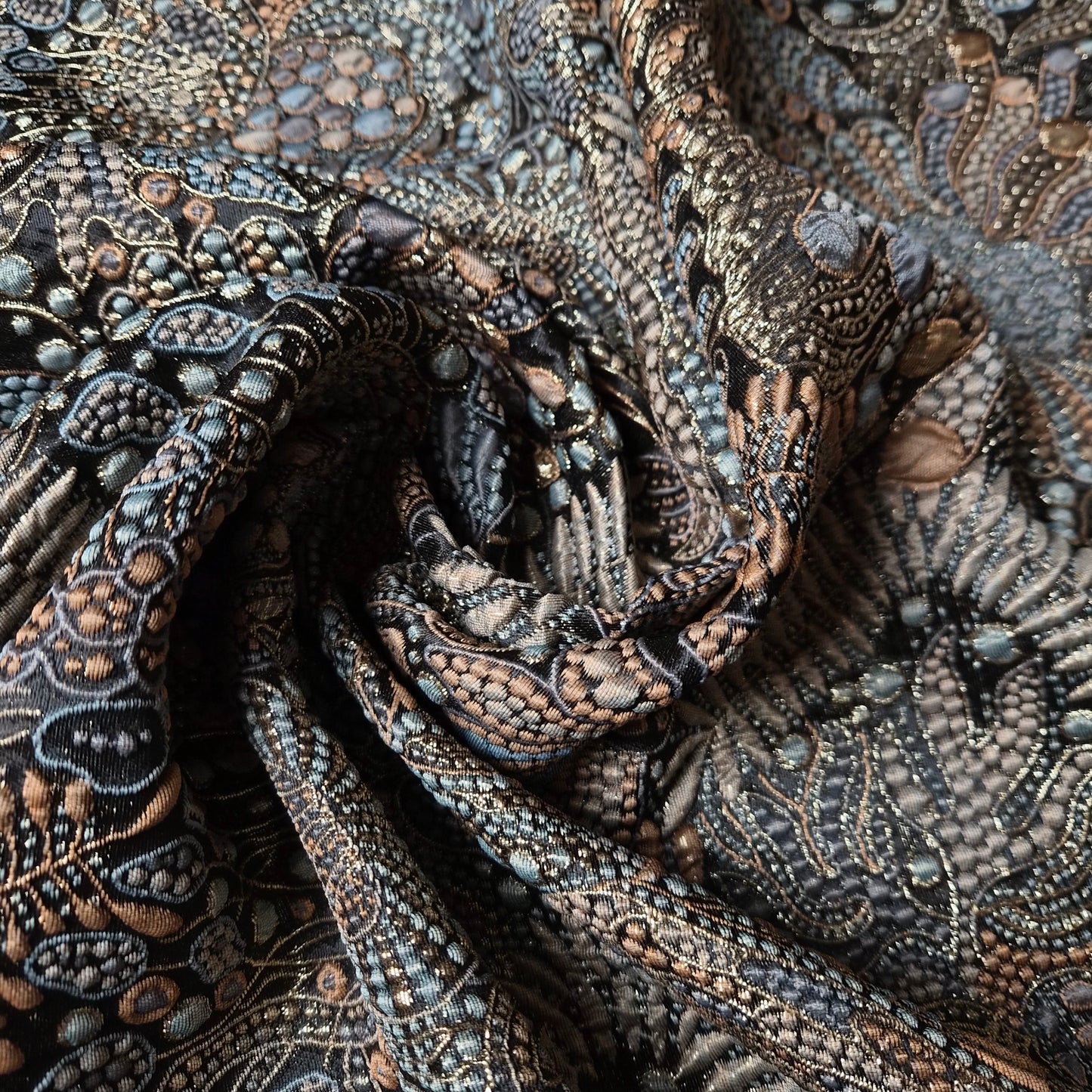 Meterware · Jacquard · Polyester, Baumwolle · Floral · Grüntöne · 150 cm · 190 g/m²