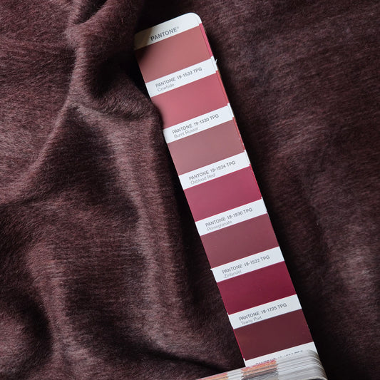 Meterware · Mantelstoff · Fuzzy · Wolle, Mohair · Kariert · Pantone Zinfandel · 155 cm · 320 g/m²