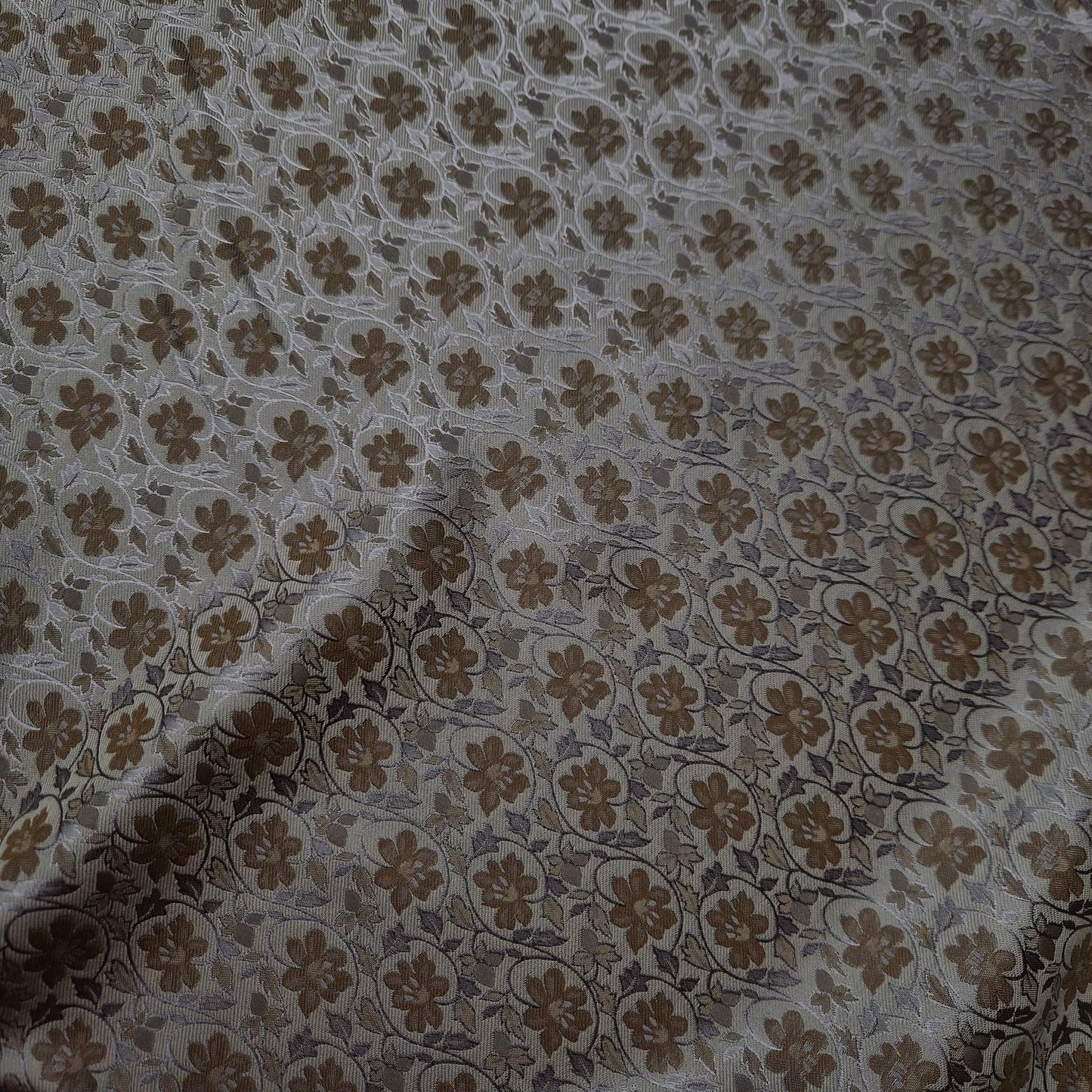 Jacquard · Polyester · Floral · Braun und blautöne · 145 cm · Meterware